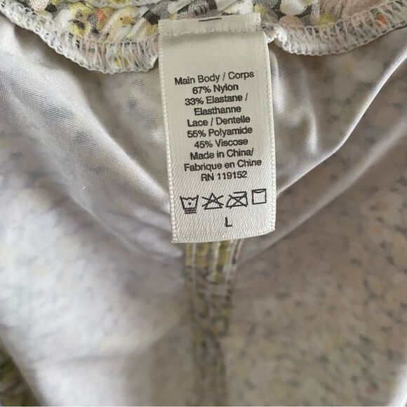 Jason Wu Pajama Shorts Lace Trim Satin Runner Stretch Yellow Floral Comfy Cute - Picture 10 of 11